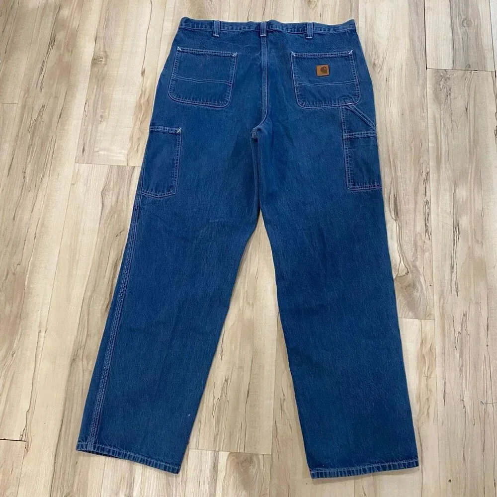 Carhartt Dungaree Fit Carpenter Jeans 38x34 Blue Workwear Utility Pants